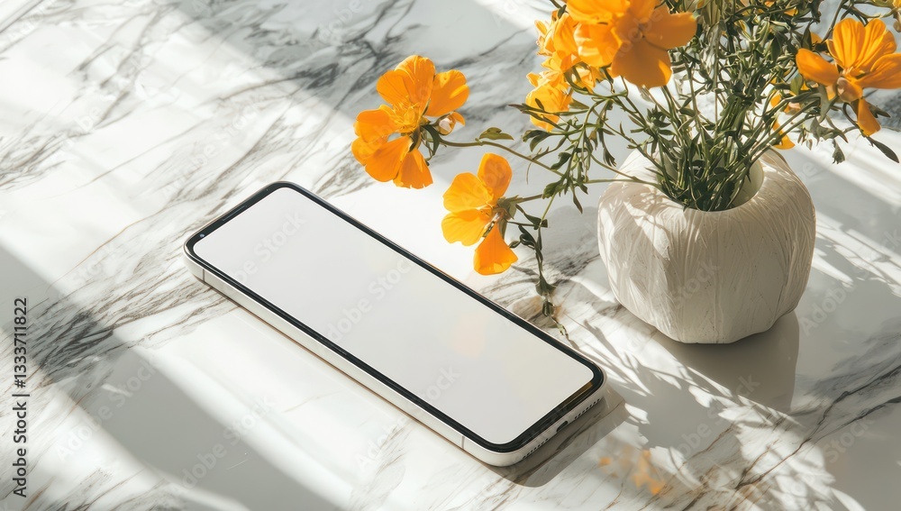 Aufkleber smartphone mockup with thin bezels and isolated design for user interface demonstrations.