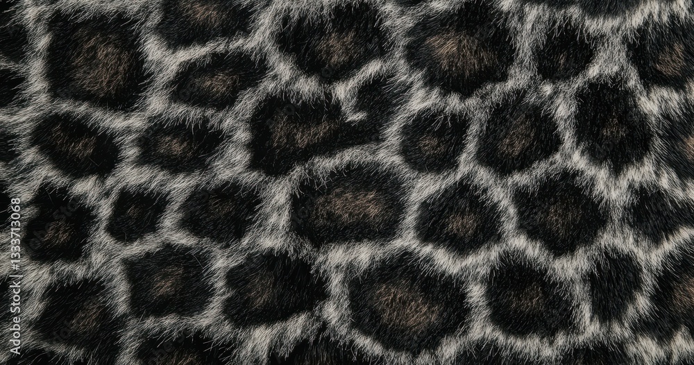 Poster close-up view of black and gray leopard fur pattern showcasing unique texture and natural design sui