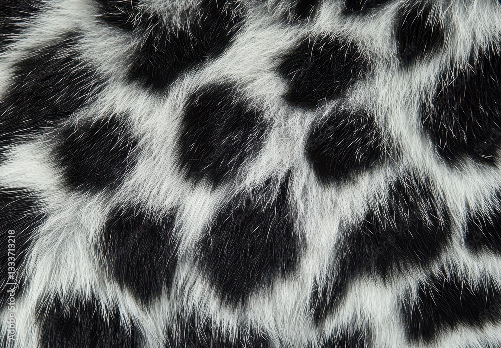 Poster close-up view of black and white fur pattern with unique spots capturing textures of nature essence 