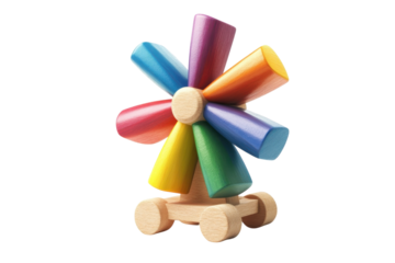 A Vibrant Rainbow Windmill Toy Spins Joyfully, Bringing Childhood Dreams To Life On A Bright Isolated on Transparent Background