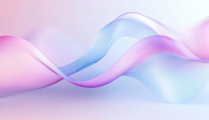 Liquid glass dynamics with holographic blue-pink refraction, abstract 3D composition featuring blurred ethereal movement on violet base.