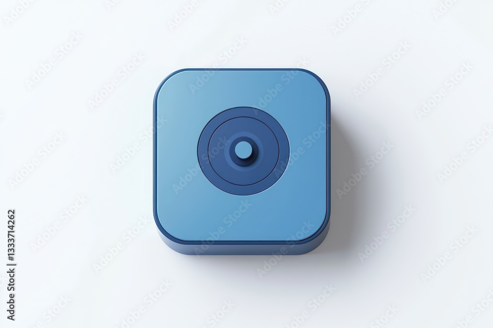 Poster 3d icon of a sensor device in black, clean and minimal lines symbolizing detection and systems on a 