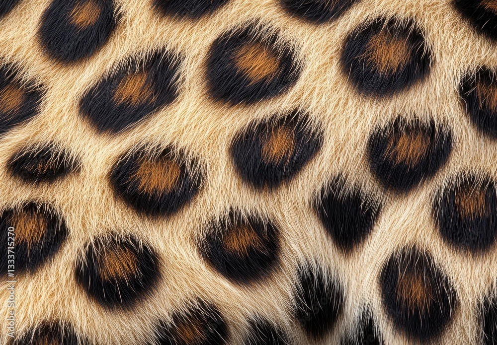 Poster close-up view of leopard coat showing distinctive fur pattern with dark spots and light background p