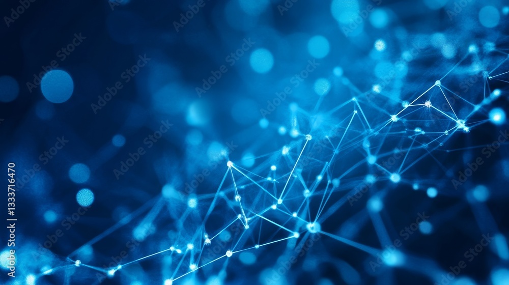 Poster soft azure glow digital backdrop with abstract network design