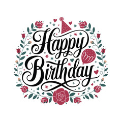 Happy Birthday  logo design Illustration 