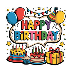 Happy Birthday  logo design Illustration 