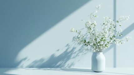 Fototapeta premium Elegant White Flower Arrangement in Minimalist Interior Space