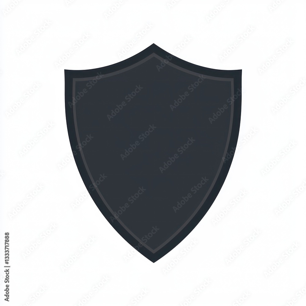 Poster shield black vector line icon, sharp and sleek design symbolizing protection and security on a white