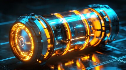 Obraz premium Futuristic Energy Core with Glowing Elements and Metallic Finish