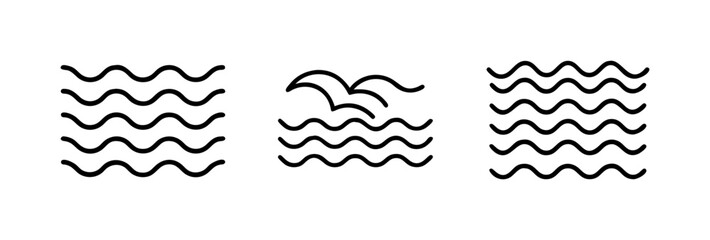 calm ocean waves icon, calm ocean waves line art - simple line art of calm ocean waves, perfect for calm ocean waves logos and icons