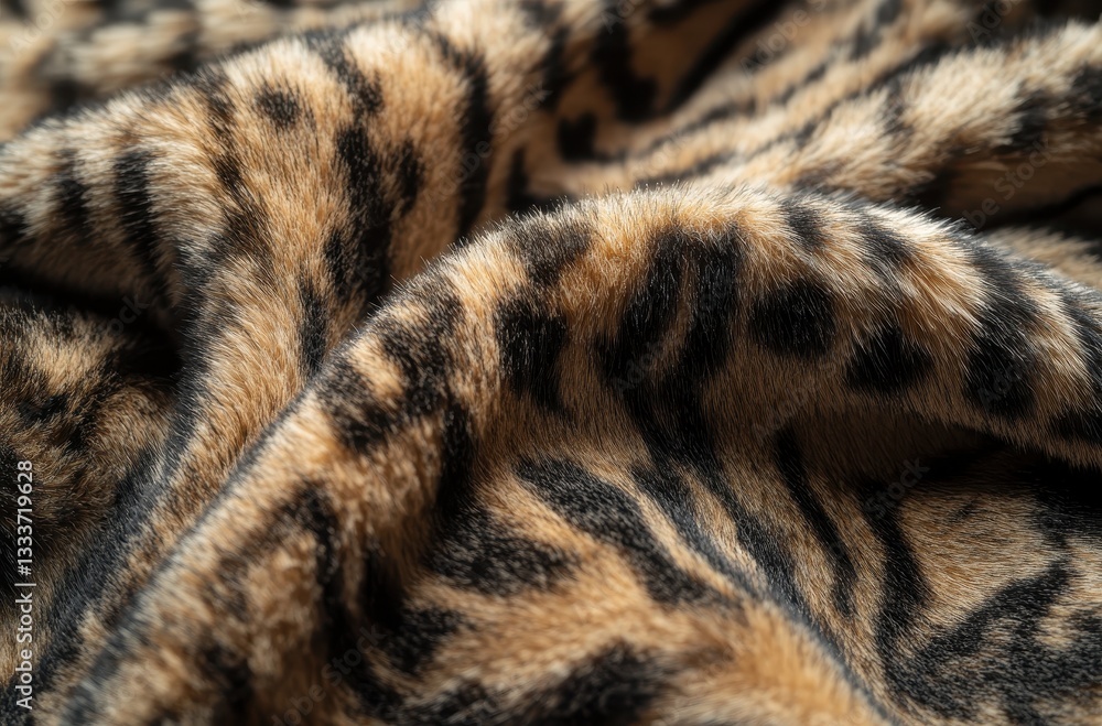 Poster close-up view of luxurious tiger print fabric with soft texture and vibrant pattern for fashion and 