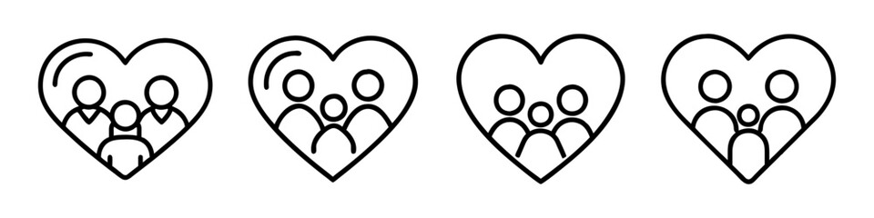family heart tattoo icon, family heart tattoo line art - simple line art of family heart tattoo, perfect for family heart tattoo logos and icons