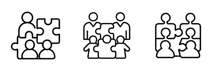 family puzzle pieces icon, family puzzle pieces line art - simple line art of family puzzle pieces, perfect for family puzzle pieces logos and icons