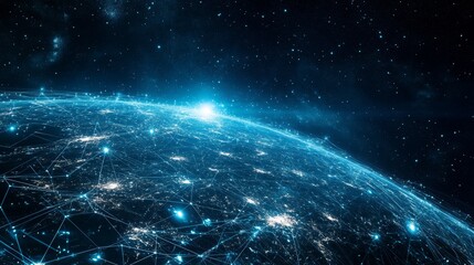 Futuristic Global Business Concept with Connected Network Visualization