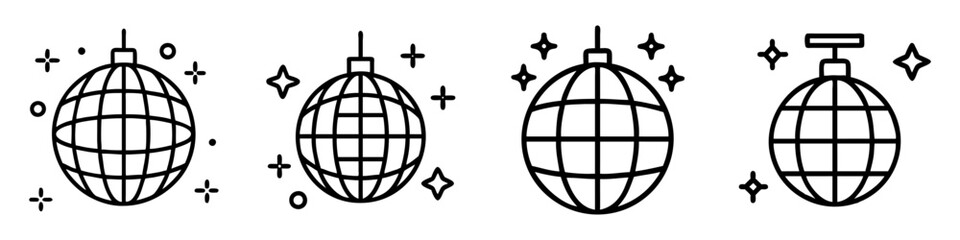 disco ball icon, disco ball line art - simple line art of disco ball, perfect for disco ball logos and icons