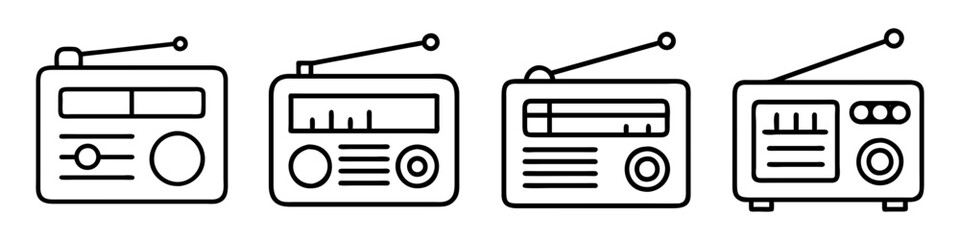 retro radio icon, retro radio line art - simple line art of retro radio, perfect for retro radio logos and icons