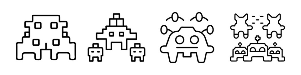 space invaders icon, space invaders line art - simple line art of space invaders, perfect for space invaders logos and icons