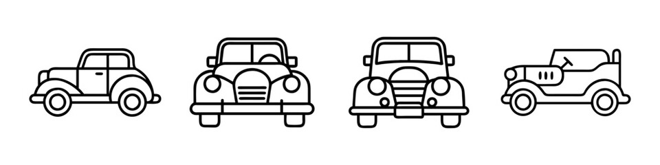 vintage car icon, vintage car line art - simple line art of vintage car, perfect for vintage car logos and icons