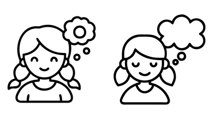 young girl with dreams icon, young girl with dreams line art - simple line art of young girl with dreams, perfect for young girl with dreams logos and icons