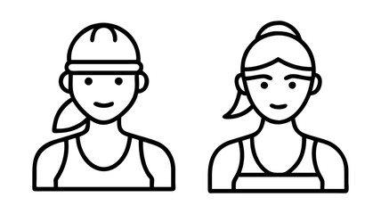 female athlete icon, female athlete line art - simple line art of female athlete, perfect for female athlete logos and icons