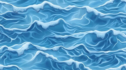 Obraz premium Mesmerizing Blue Water Waves Texture with Frothy Edges for Digital Backgrounds