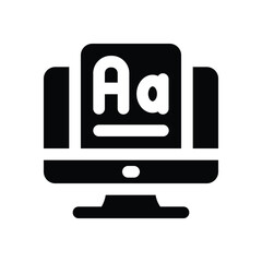 vocabulary glyph icon. Strong and solid vector icon for websites, mobile interfaces, presentations, and visual branding. High quality and easy to edit.