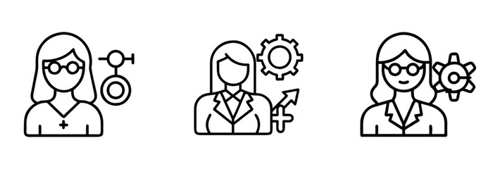 women in stem icon, women in stem line art - simple line art of women in stem, perfect for women in stem logos and icons