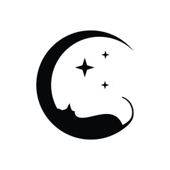 cat sleeping on the moon abstract logo designs