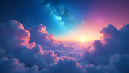 Obraz premium Magical Fantasy Sky with Dreamy Pastel Clouds