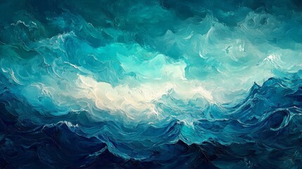 Abstract Kaleidoscope of Ocean Waves in Transitioning Hues