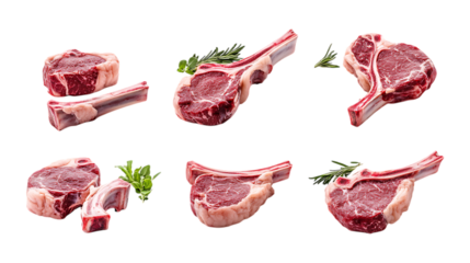 Pack Lamb Chops Set Against Transparent Background for Food Branding, Gourmet Promotion, or Restaurant Menu Design Projects