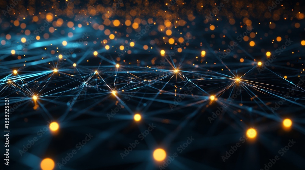 Poster mesmerizing abstract network with shimmering light points