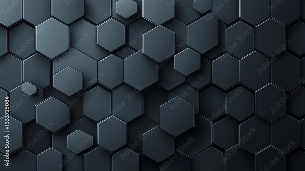 Poster Mesmerizing Abstract Pattern of Hexagons in Dark Tones and Shades