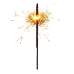Glowing sparkler stick with sparks isolated on white perfect for festive celebrations and holiday decoration