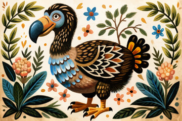 dodo bird with flower background abstract  © samira