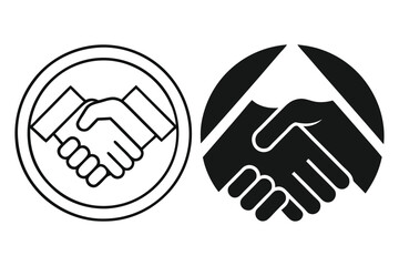 Handshake Logo Icon Set Silhouette Vector Illustration.