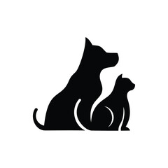 Illustrations of pet , Cat and dog sitting logo designs