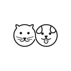 Dog and cat face minimalist line art logo