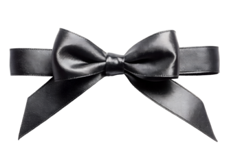 black ribbon with a bow clipart image on transparent background