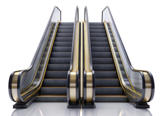 black escalators with gold trim clipart image on transparent background