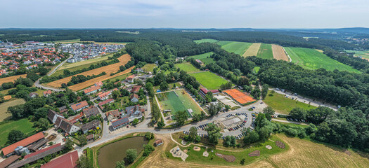Ausblick auf Windsbach an der Fränkischen Rezat im Rangau in Mittelfranken