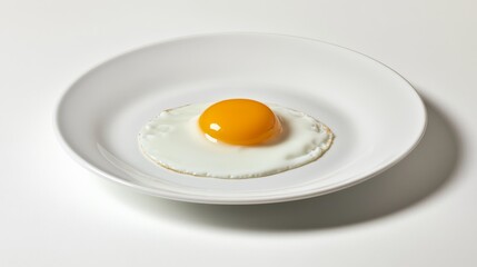 Perfectly Fried Egg with Golden Yolk on White Plate