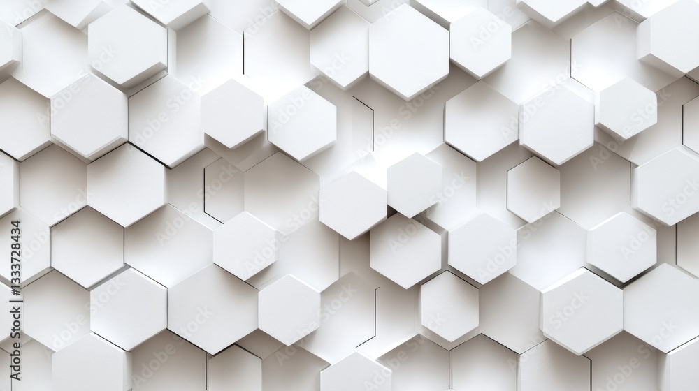 Poster pristine white hexagonal shapes on minimalist backdrop