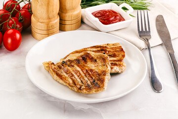 Grilled pork steak with sauce