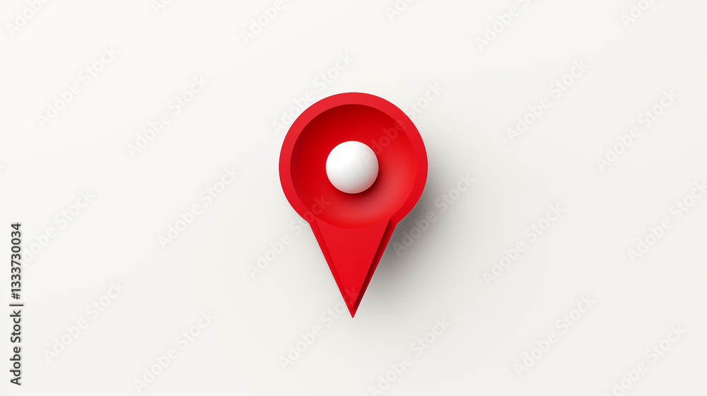 Poster red map pointer with white sphere location icon