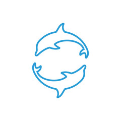 dolphin line art logo designs. Attraction of two dolphins. logo vector