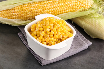 Canned sweet young corn grain