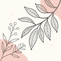 Minimalist Botanical Line Art with Soft Pastel