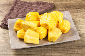 Raw ripe yellow jackfruit segment