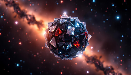 3d render of a crystal ball in a dark blue